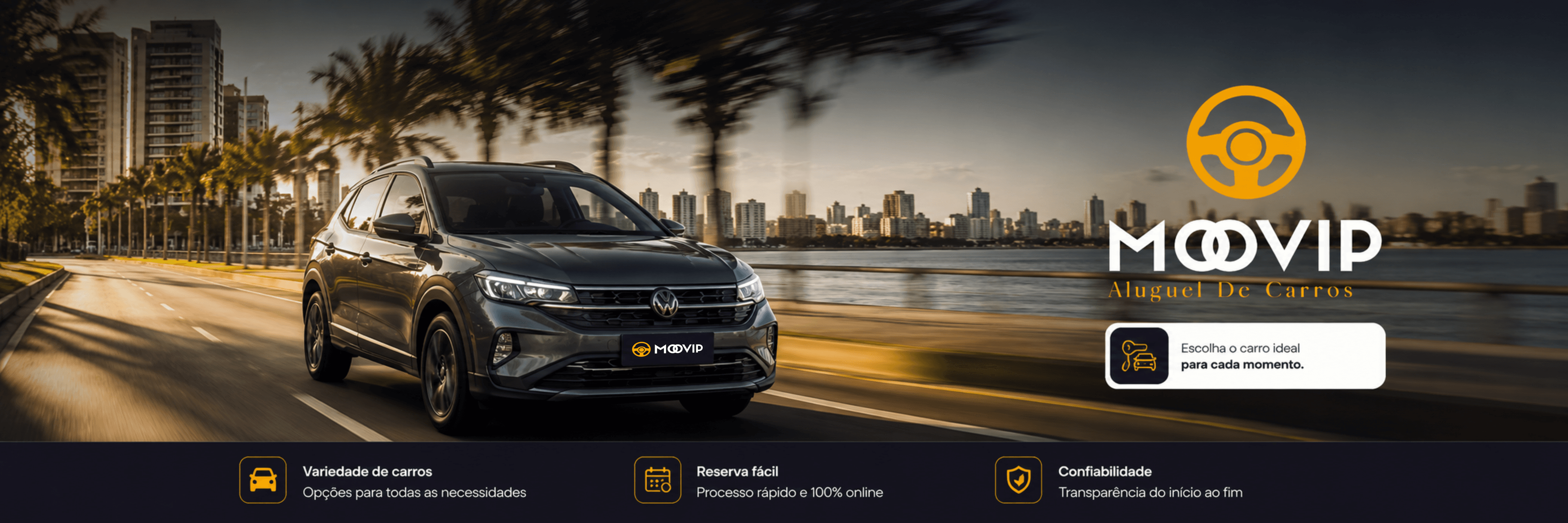 Moovip Auto — SUV cinza na orla da cidade